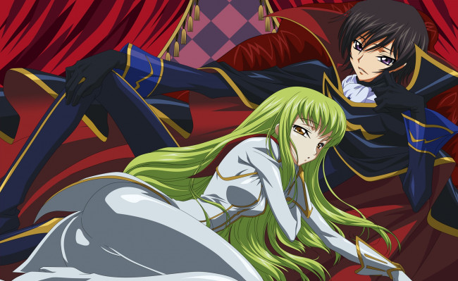 Обои картинки фото аниме, code geass, фон, взгляд, девушка