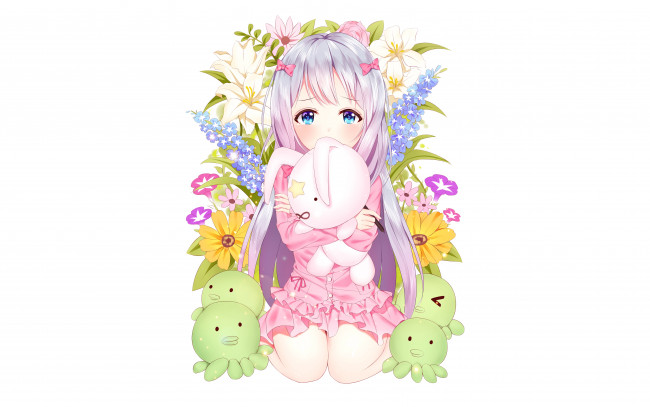 Обои картинки фото аниме, eromanga-sensei, девушка, фон, взгляд