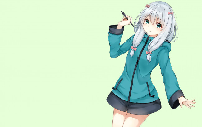 Обои картинки фото аниме, eromanga-sensei, девушка, взгляд, фон