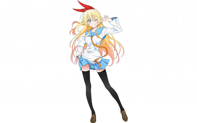 Обои картинки фото аниме, nisekoi, фон, взгляд, девушка