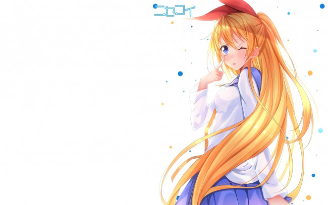 Обои картинки фото аниме, nisekoi, взгляд, девушка, фон