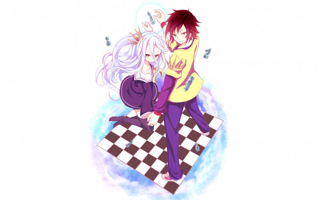 Обои картинки фото аниме, no game no life, девушка, взгляд, фон