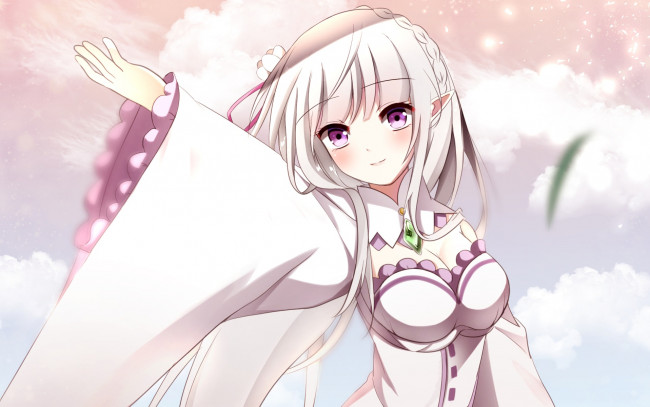 Обои картинки фото аниме, re,  zero kara hajimeru isekai seikatsu, фон, взгляд, девушка