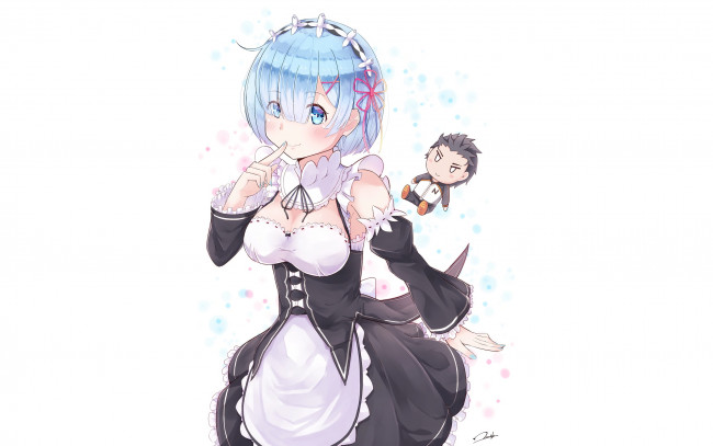 Обои картинки фото аниме, re,  zero kara hajimeru isekai seikatsu, фон, девушка, взгляд