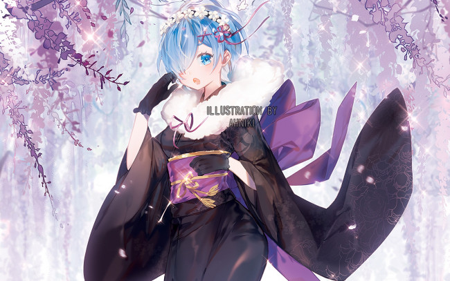 Обои картинки фото аниме, re,  zero kara hajimeru isekai seikatsu, девушка, фон, взгляд