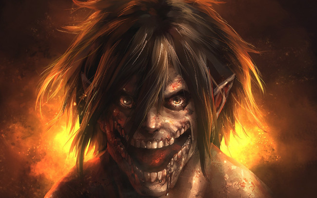 Обои картинки фото аниме, shingeki no kyojin, colossus, asian, manga, attack, on, titan, blood, asiatic, japanese, shingeki, no, kyojin, shounen, monster, eren, yeager, anime, coloossal, giant