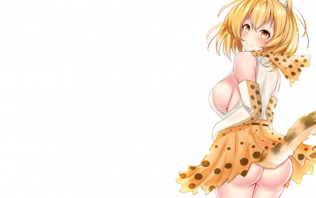 Обои картинки фото kemono friends, аниме, взгляд, фон, девушка