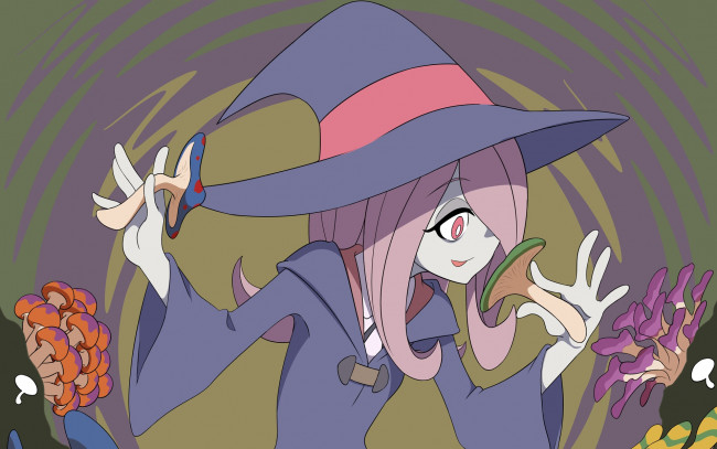 Обои картинки фото little witch academia, аниме, фон, взгляд, девушка