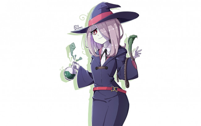 Обои картинки фото little witch academia, аниме, фон, взгляд, девушка