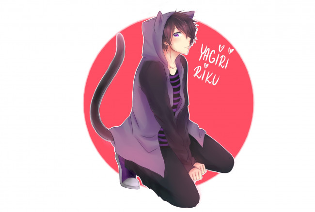 Обои картинки фото аниме, животные,  существа, парень