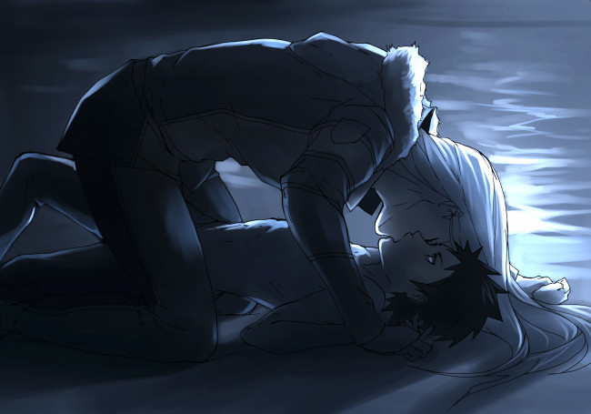 Обои картинки фото аниме, katekyo hitman reborn, такеши, скуало, поцелуй, парни