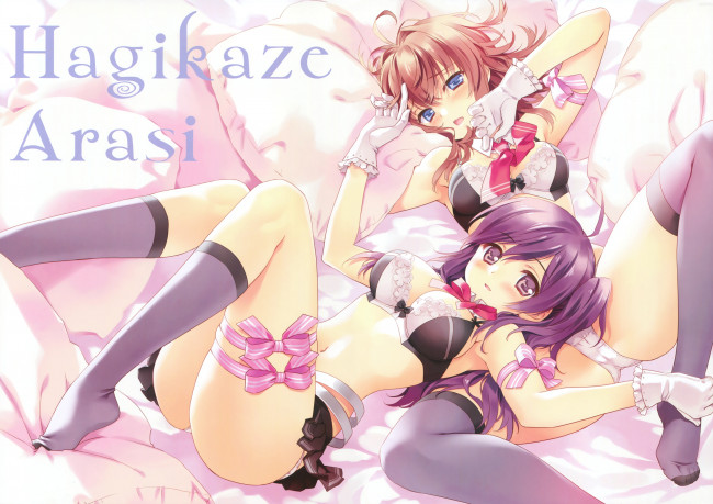 Обои картинки фото аниме, kantai collection, фон, взгляд, девушки