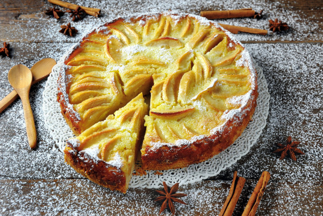 Обои картинки фото еда, пироги, анис, корица, пай, яблочный