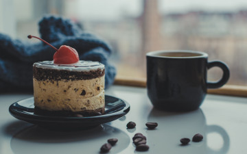 Картинка еда торты торт вишня кофе