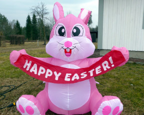Картинка праздничные пасха надувной заяц надпись