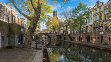 Картинка города амстердам+ нидерланды канал мост