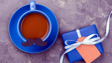 обоя праздничные, день отца, кофе, усы, подарок