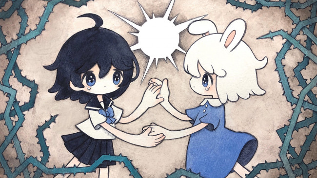 Обои картинки фото аниме, животные,  существа, девушка