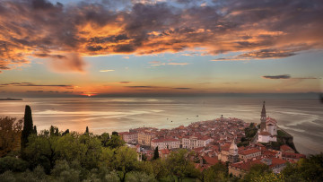 обоя piran, slovenia, города, - панорамы