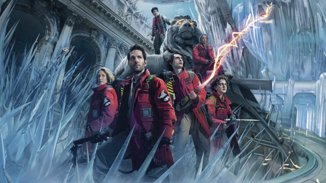 Обои картинки фото ghostbusters frozen empire  ,  2024 , кино фильмы, ghostbusters,  frozen empire, oхотники, за, привидениями, леденящий, ужас, фантастика, фэнтeзи, комедия, paul, rudd, finn, wolfhard, celeste, oconnor, carrie, coon