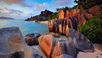Картинка la+digue+island seychelles indian+ocean природа побережье la digue island indian ocean