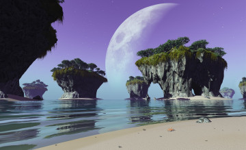 Картинка 3д графика nature landscape природа скалы море вода