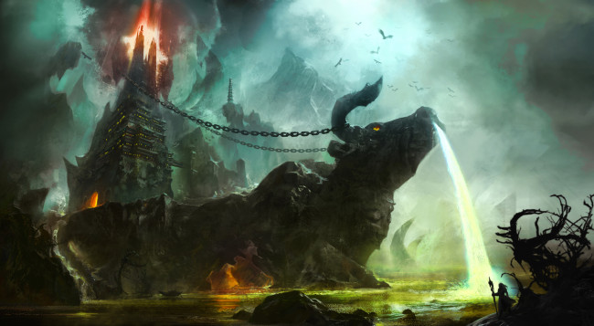 Обои картинки фото фэнтези, иные, миры, времена, водопад