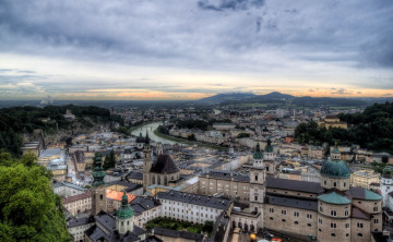 Картинка города зальцбург австрия здания панорама река