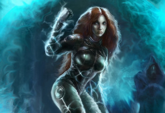 Картинка фэнтези девушки взгляд мгла комбинезон девушка