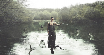 Картинка разное компьютерный+дизайн дождь рыбалка парень