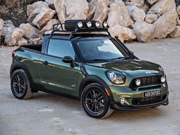 Обои картинки фото автомобили, mini, зеленый, r61, 2014, adventure, paceman