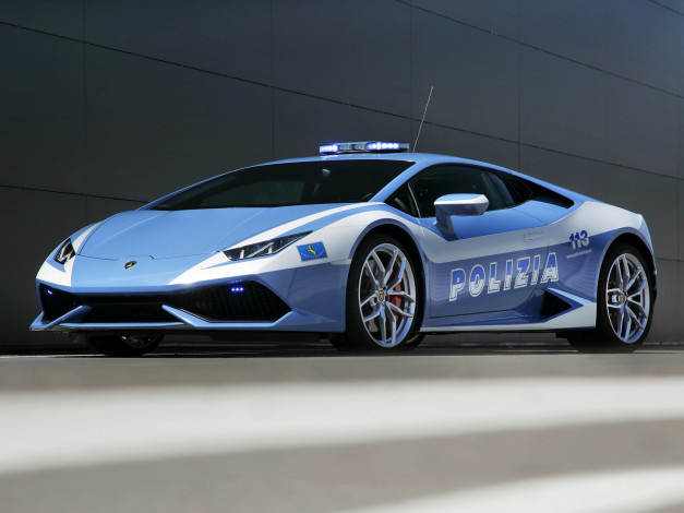 Обои картинки фото автомобили, полиция, polizia, lp, 610-4, huracаn, lamborghini, синий, 2014, lb724