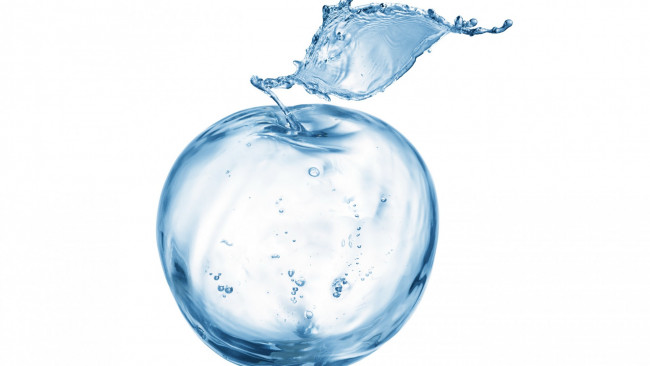 Обои картинки фото разное, компьютерный дизайн, яблоко, из, воды, брызги, вода