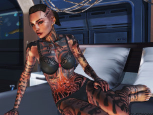 Картинка 3д+графика фантазия+ fantasy девушка взгляд фон тату