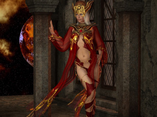 Картинка 3д+графика фантазия+ fantasy планеты фон взгляд девушка