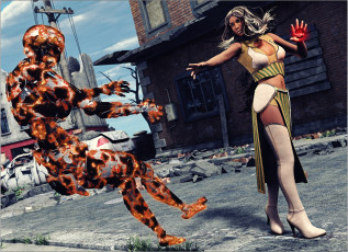 Картинка 3д+графика фантазия+ fantasy девушка взгляд фон жест киборг