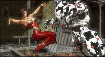 Картинка 3д+графика фантазия+ fantasy взгляд девушка робот фон