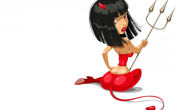 Картинка векторная+графика другое+ other эротика вектор devil взгляд сидит рожки фон
