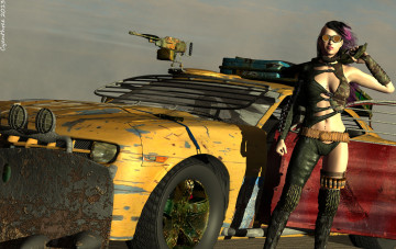 Картинка 3д+графика фантазия+ fantasy взгляд девушка фон оружие