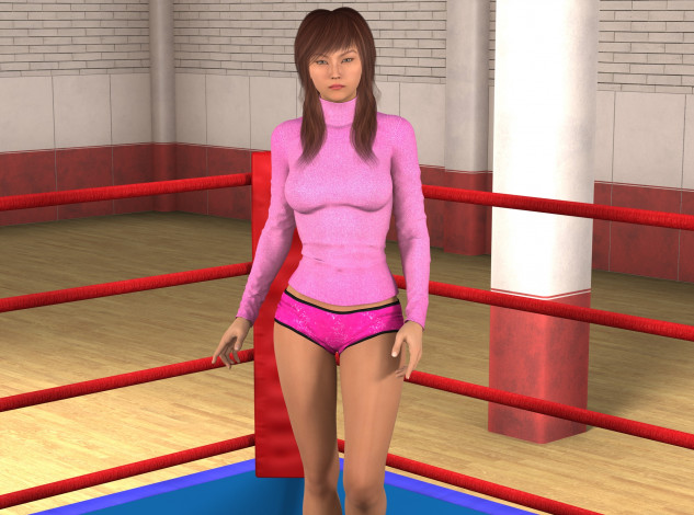 Обои картинки фото 3д графика, люди , people, девушка, взгляд, фон, ринг