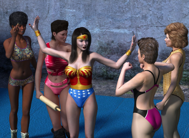 Обои картинки фото 3д графика, люди , people, девушки, взгляд, фон, спор