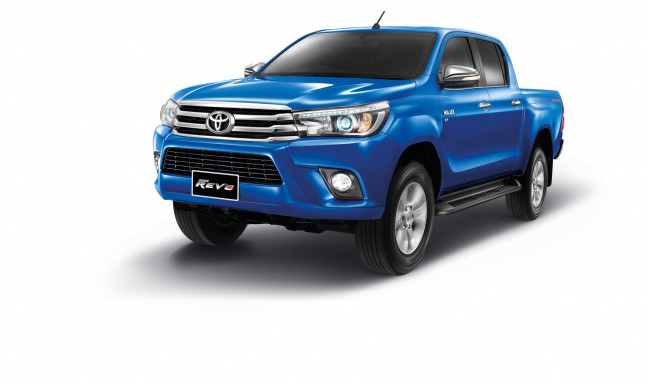 Обои картинки фото автомобили, toyota, 4x4, cab, double, синий, 2015г, th-spec, revo, hilux