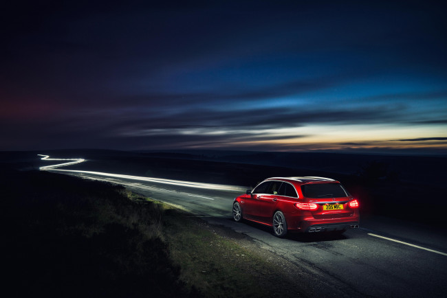 Обои картинки фото автомобили, mercedes-benz, mercedes-amg, c, 63, estate, uk-spec, s205, 2015г, красный
