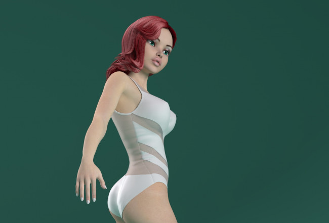 Обои картинки фото 3д графика, люди , people, рыжая, фон, взгляд, девушка