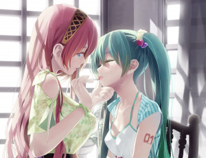 Картинка аниме vocaloid девушки макияж