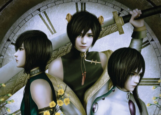 Картинка фэнтези люди парни часы