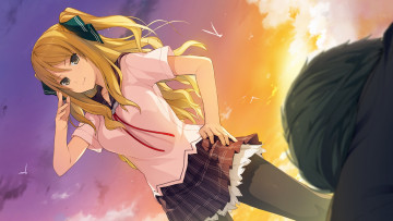 Картинка аниме aokana девушка фон взгляд