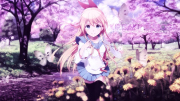 Картинка nisekoi аниме фон взгляд девушка