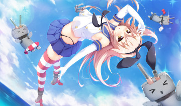 Картинка аниме kantai+collection фон взгляд девушка