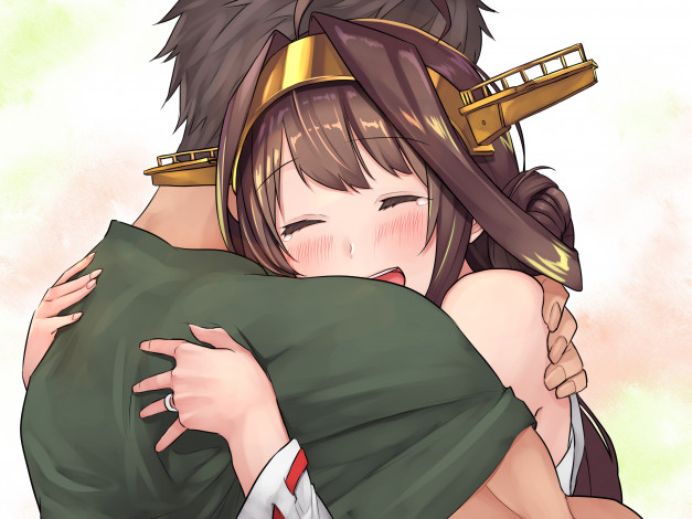 Обои картинки фото аниме, kantai collection, обнимашки